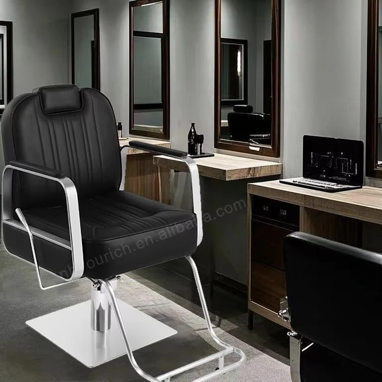 

Оптовые продажи парикмахерских стульев из нержавеющей стали, черные женские стулья для салона, вращающиеся на 360 градусов стулья для салона красоты