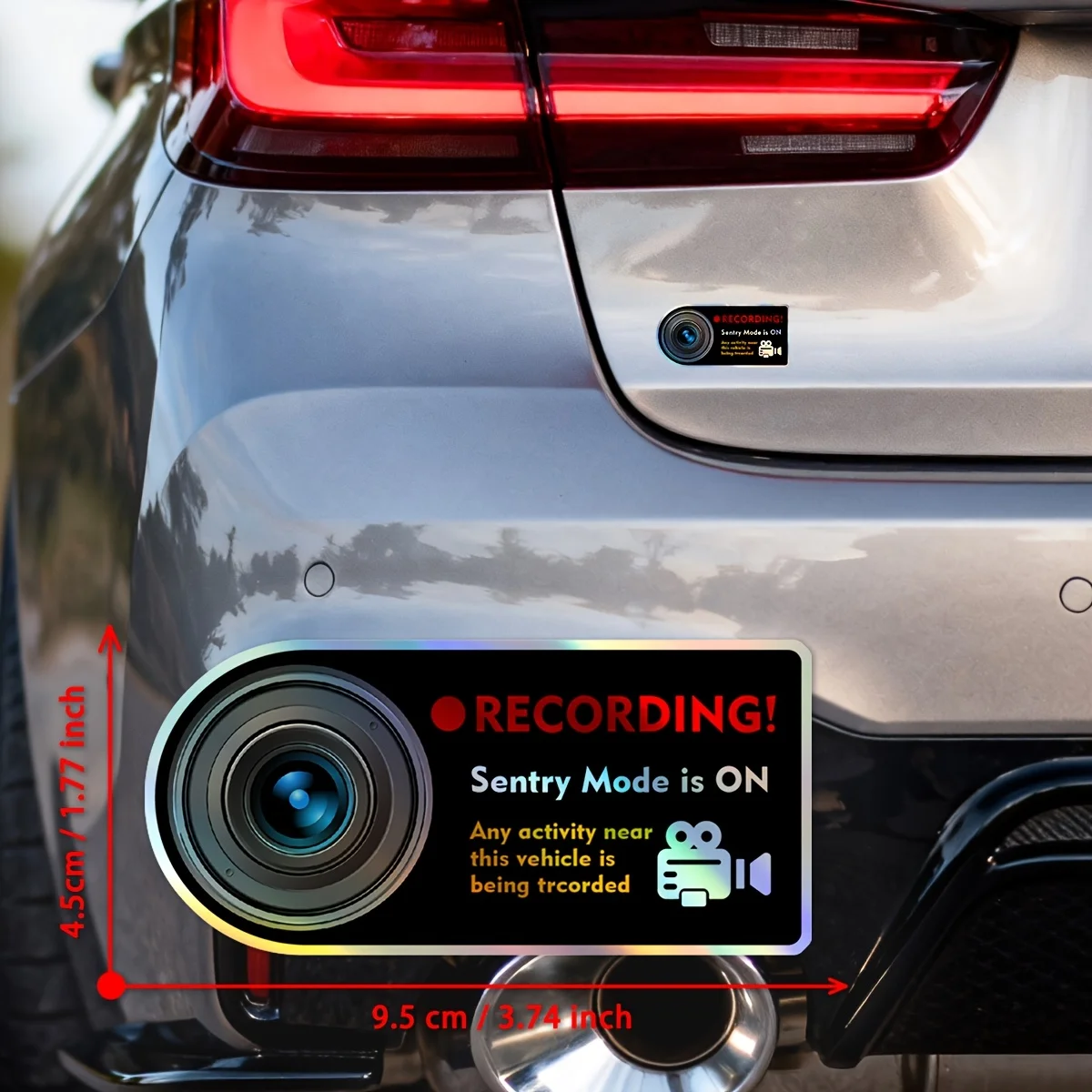 Surveillance Camera Warning Decal Black Red Vinyl Sticker Removable Waterproof Security Alert Car Motorcycle Truck Decoration