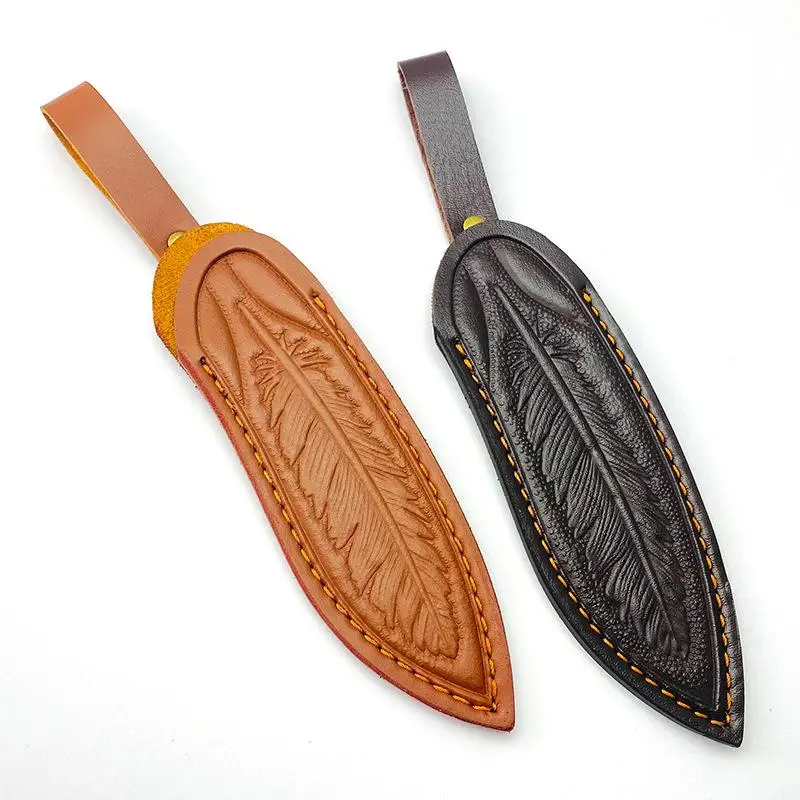 Fixed Blade Knife Sheath Embossed Leather Scabbard Universal Durable Secure Hold Home DIY Knife Holster