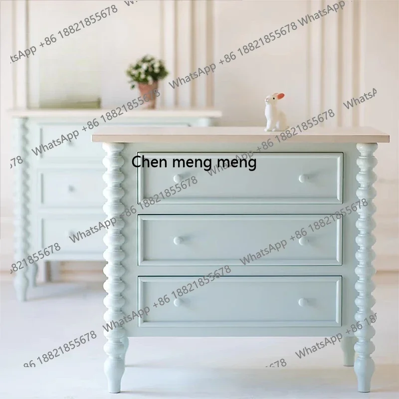 미국 전원풍 원목 심플 원목 침대협탁 프렌치 모던 심플 로마 기둥 조각 H