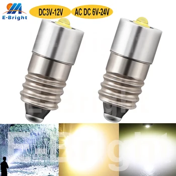 2 adet E10 polar olmayan AC/DC 6V 6.3V 24V 3535 Led 3W ampul Arcade arabalar el feneri far iç dış LightsWhite 7500K