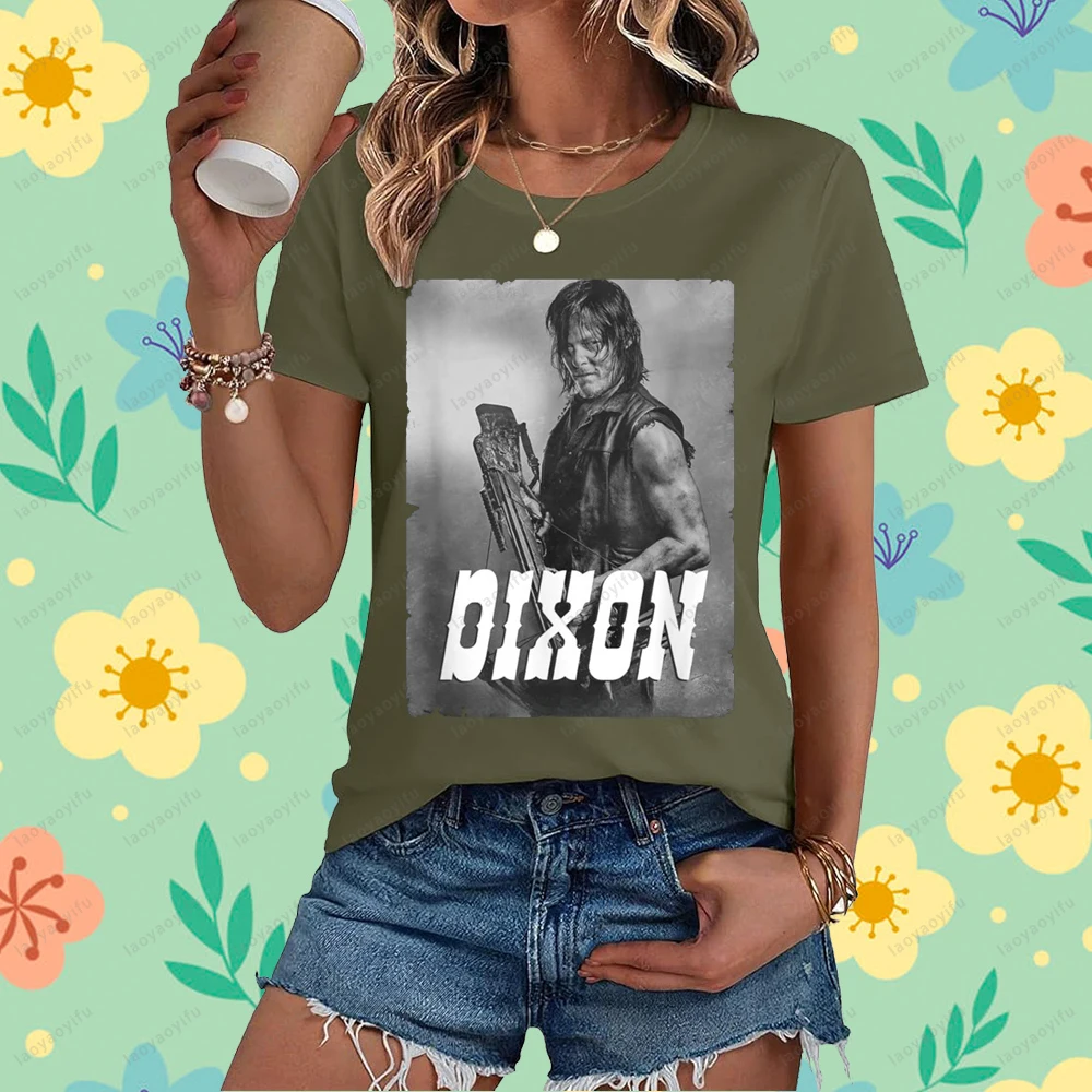 

The Walking Dead Daryl Silver Portrait Graphic Printed T-Shirt Casual Fashion Loose Harajuku Women T Shirt Punk Y2k Man Tshirt