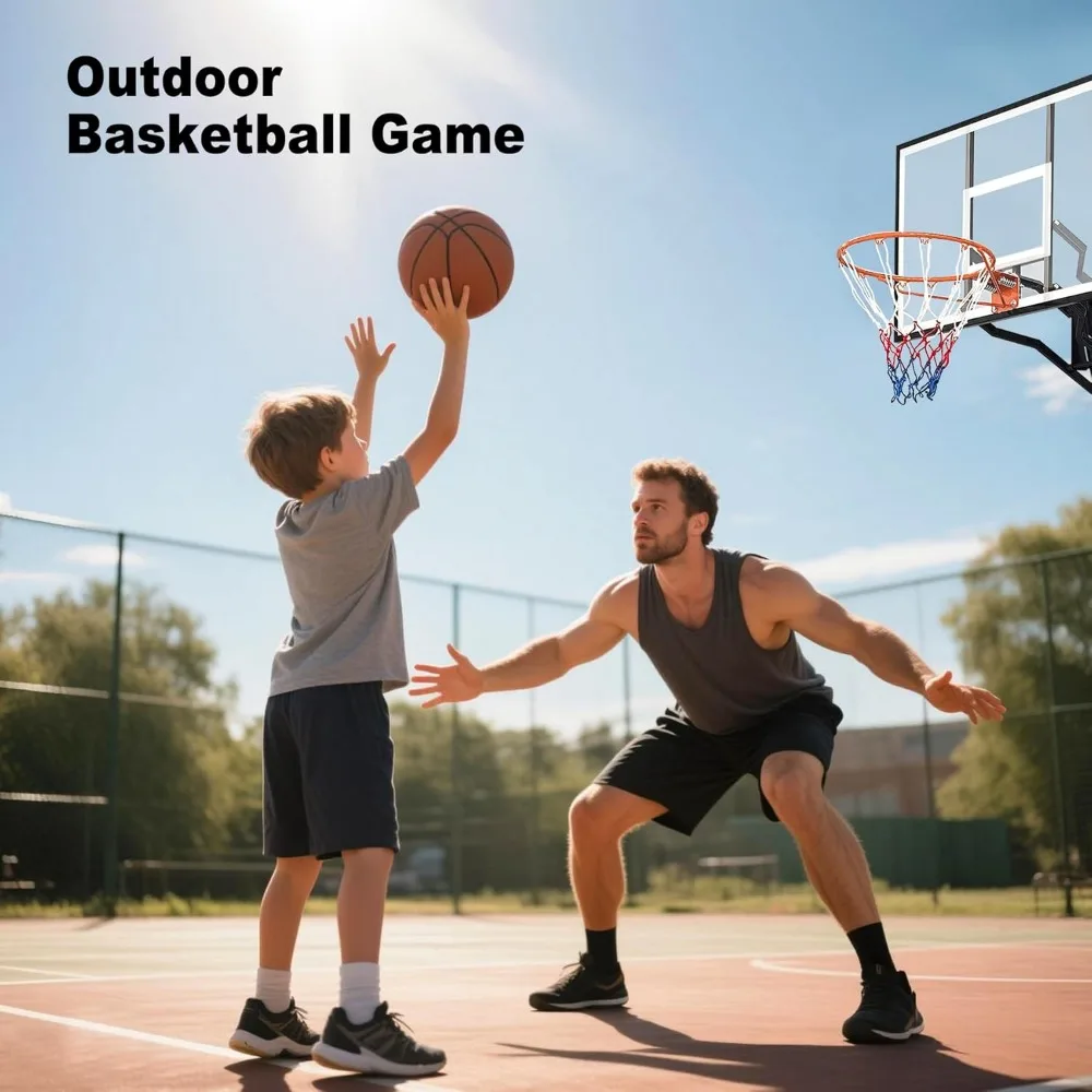 Golha de basquete portátil de altura ajustável, 8,04-10 pés, tabela inquebrável de 44 polegadas, sistema de cesta de basquete ao ar livre resistente