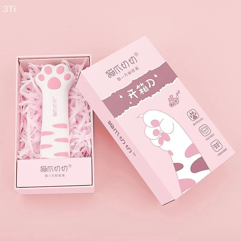 لطيف القط باو سكين صندوق القاطع القط مخلب تصميم صندوق ورقة سكين قابل للسحب القط خدش سكين كرتون شريط عزل القاطع