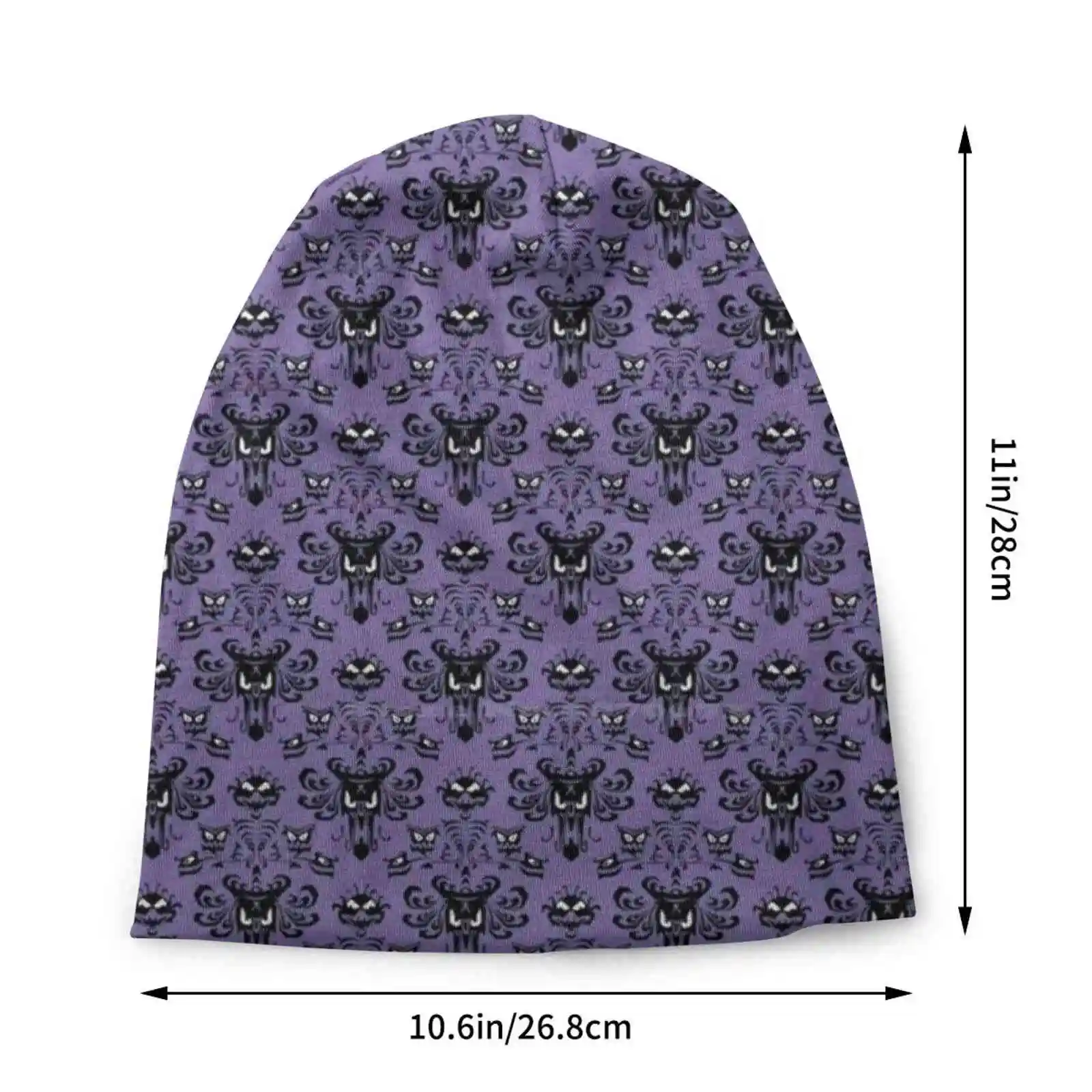 The Walls Have Eyes Knitted Hat Warm Beanie Outdoor Caps Eyes Creepy Scary Horror Ghosts Haunted Mansion Purple Black Bats Owls