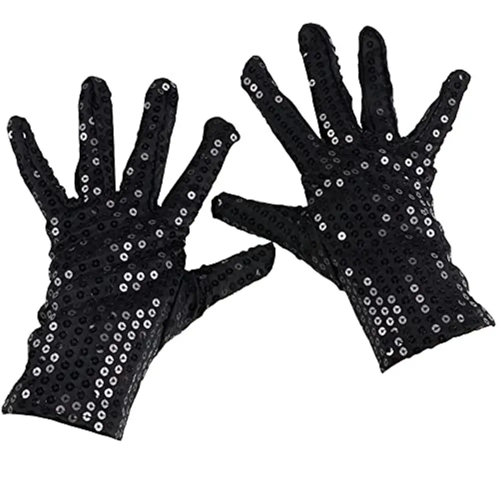 Guantes de Michael Jackson, manoplas brillantes con lentejuelas MJ, Color plateado, azul, rojo, negro y dorado