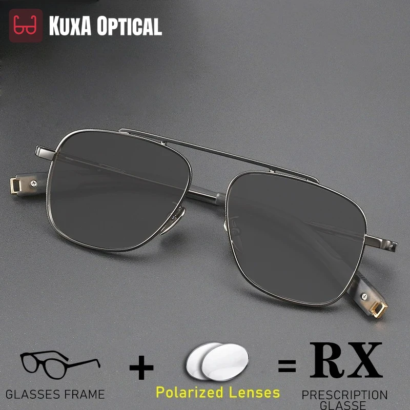 

KUXA Pilot титановые поляризационные очки мужские солнцезащитные очки с линзами для близорукости прогрессивные очки по рецепту очки для вождения