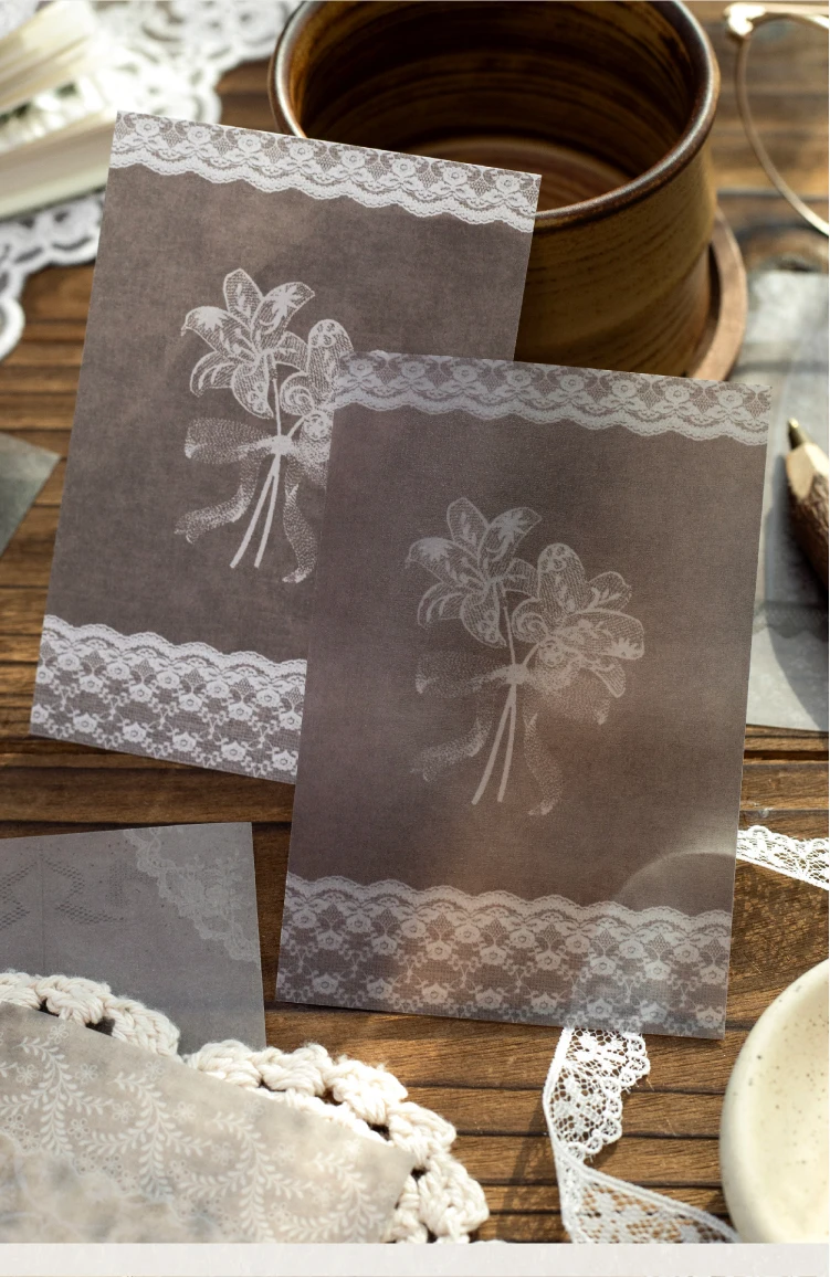 Journal GO 20 Blatt Lace Moments Gemischte Vintage-Weiß-Kraft- & Transparentpapiere für Scrapbooking, Junk Journals & DIY-Collagen – Detail 11