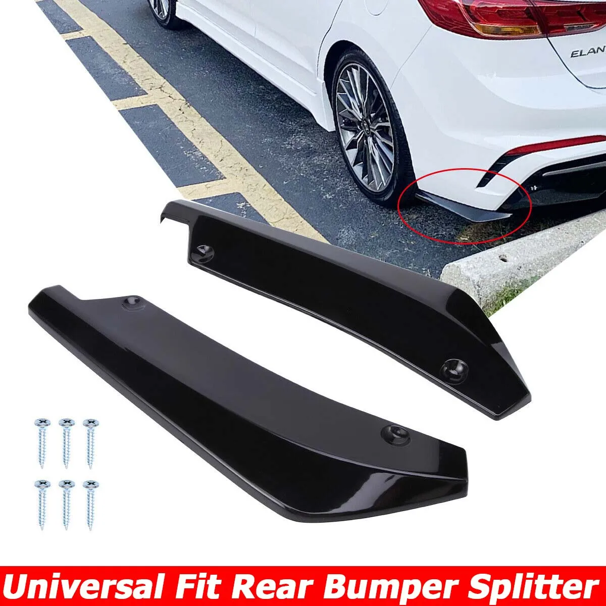 2PCS Rear Bumper Splitter Diffuser Canard Spoiler Lip Cover Sticker For Hyundai Elantra Veloster Universal Car Accessories