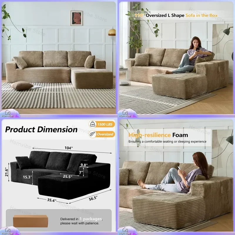 Modern L Shaped Convertible Sofa Bed with Vacuum Compression Packaging Living Room Furniture Set Sectional Sofa for Small