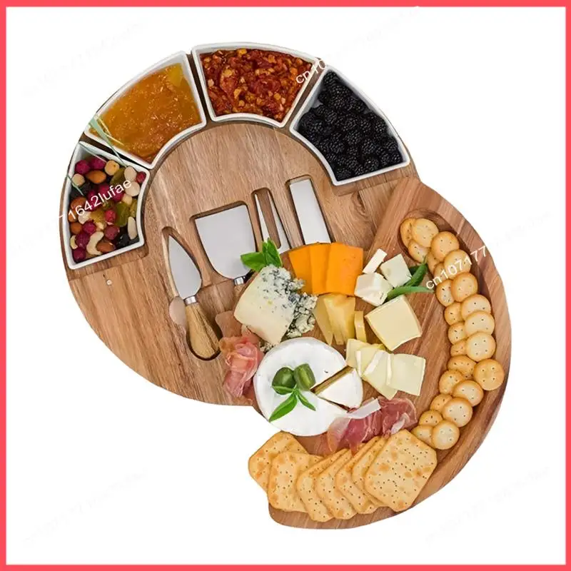 

B52C Meat Platter, Oak Cheese Board Set,With Knife And Bowl,Perfect For A Housewarming Gift.