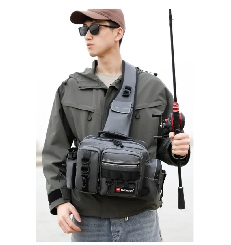 Imagem -02 - Mochila de Pesca com Haste Caixa de Iscas Bolsas de Armazenamento para Homens Mochila de Pesca com Mosca Acessórios de Ombro 2024