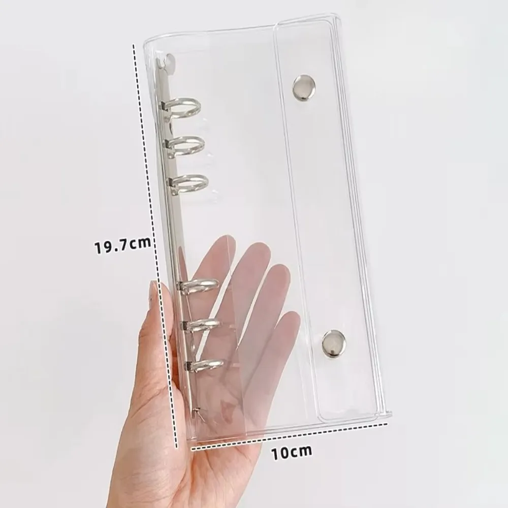 A6 Loose Leaf Cover Half Laser Transparent 6-Hole Narrow PVC Notebook Cover Detachable Design Double Buckle Flip Cover