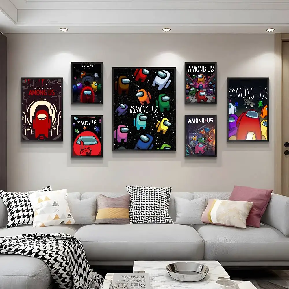 Hot Game A-among U-us Anime Posters Sticky Whitepaper Sticker DIY Room Bar Cafe Kawaii Room Decor