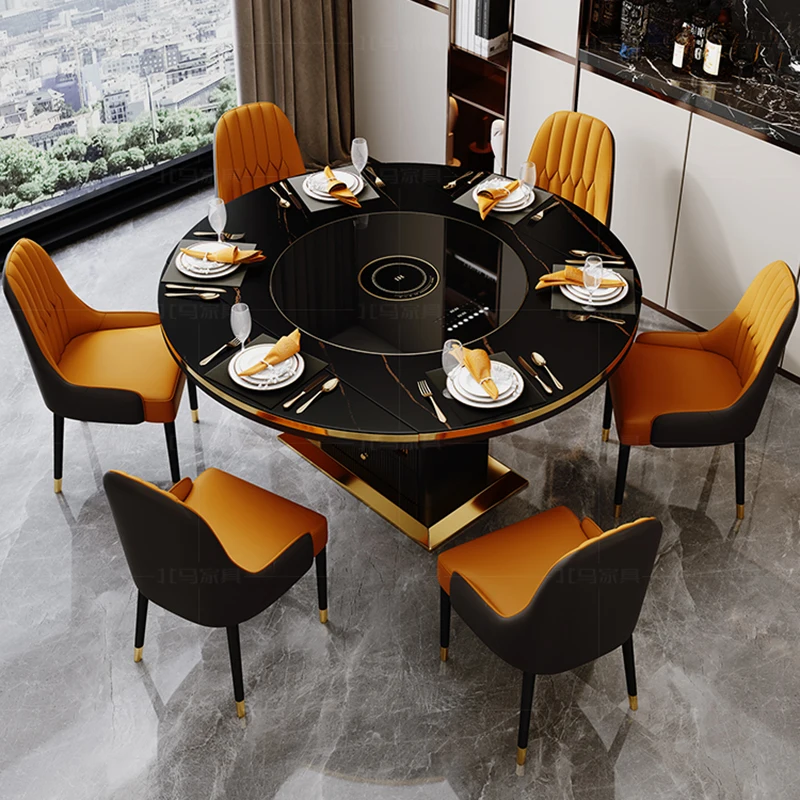 

Center Round Dining Tables Kitchen Marble Luxury Dinning Table Modern Smart Multifunctional Mesa Comedor Home Furniture WSW40XP