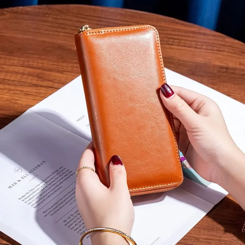 2027 New Fashion Cow Genuine Leather Women Long Wallets Real Leather Female Luxury Brand Design Clutch Girl Lady Gift Cash Purse