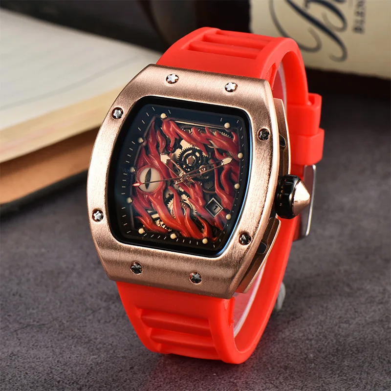 2026 foreign trade wine barrel type devil's eye quartz watch luminous non-mechanical hollow flywheel fashion men's watch