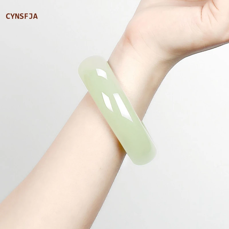 

CYNSFJA New Real Rare Certified Natural Hetian Jade Nephrite Women's Lucky Jade Bracelet Bangle 60mm High Quality Elegant Gifts