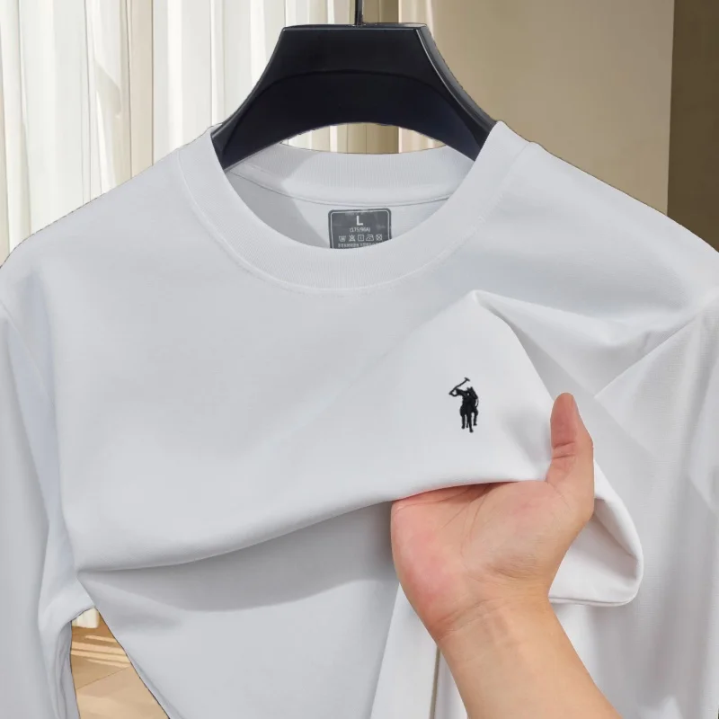 

Роскошная мода 2025 года, новая удобная мужская футболка с длинным рукавом на весну и осень, модная брендовая оригинальная футболка с вышивкой Paul, топ