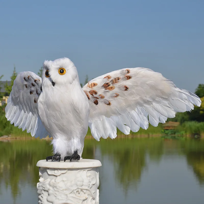 Grande mousse de simulation et ailes de plumes, jouet modèle de hibou, décoration de jardin, maison, cadeau, environ 30x60cm, nouveau