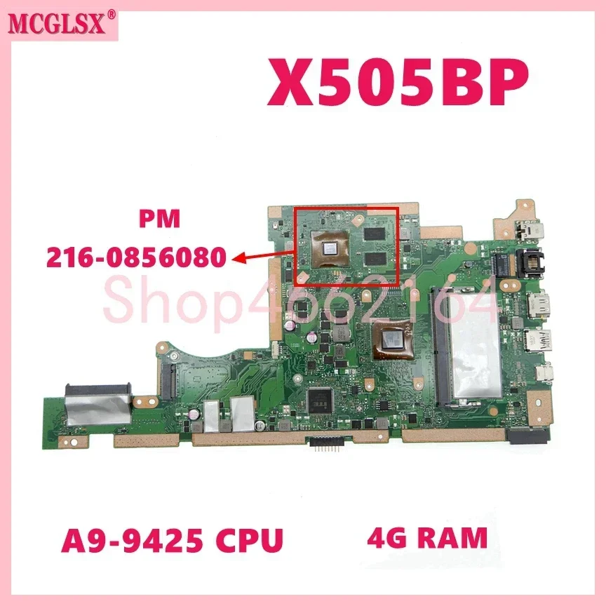 Placa-mãe portátil para Asus, Mainboard, 4GB RAM, ROM 8GB, UMA, PM, K505B, X505B, X505B, X505BA, A580B, X505BAB, X505BP, A4, A6, A9