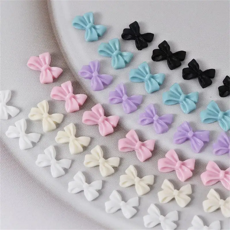 1 ~ 15 Stuks Kawaii Strik Nagelbedels Koreaanse Manicure Ontwerp Decoraties Wit Beige Hars Strass Nail Art Levert Onderdelen