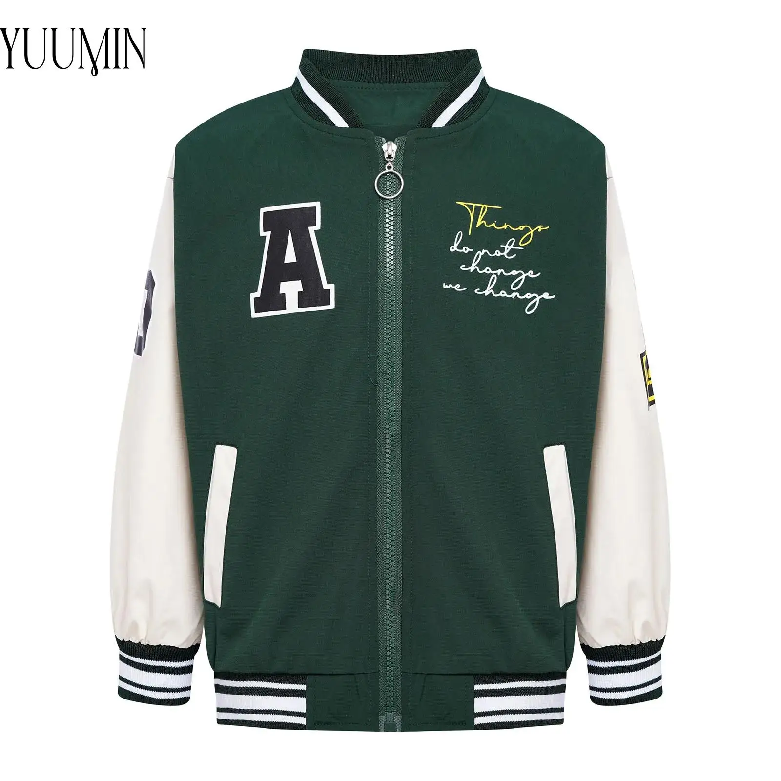 

Children's Baseball Jacket Boys Letter Print Long Sleeve Coat Outerwear for Kids Casual School Exercise Workout Sports Clothes