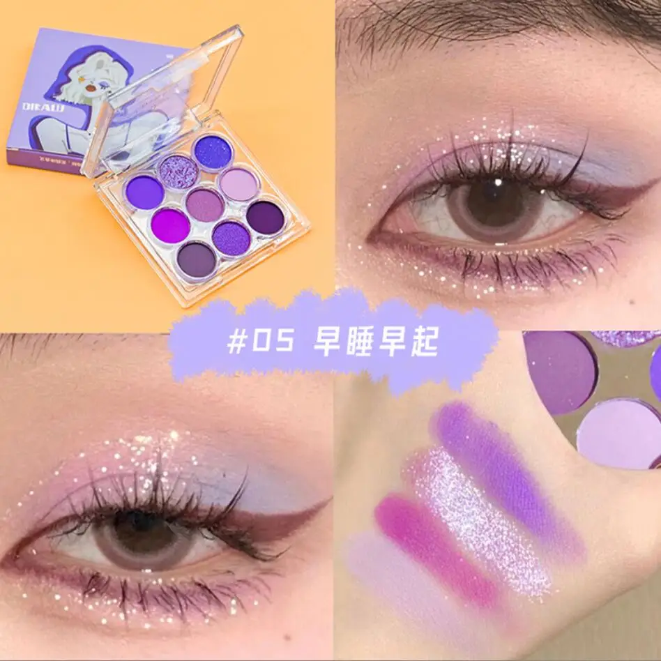 9 Color Green Eyeshadow Palette Festival Makeup Pearly Matte Glitter Eye Shadow Highlights Earth Color Matellic Nude Eye T2358