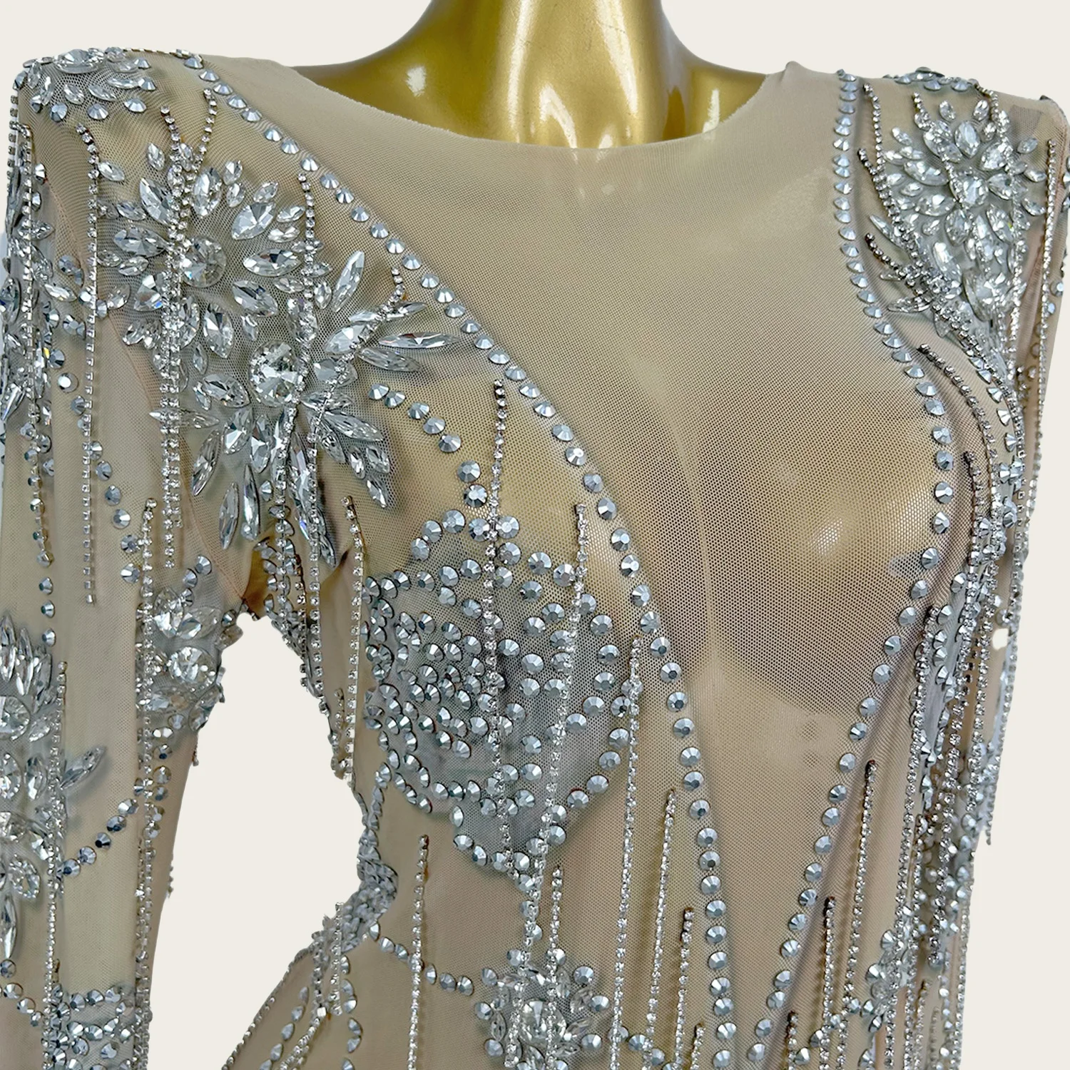 

Sparkly Rhinestone Crystals Tassel Luxury Evening Gown Birthday Celebrate Party Prom Long Dress Sexy Women Couture Yinfenghuang