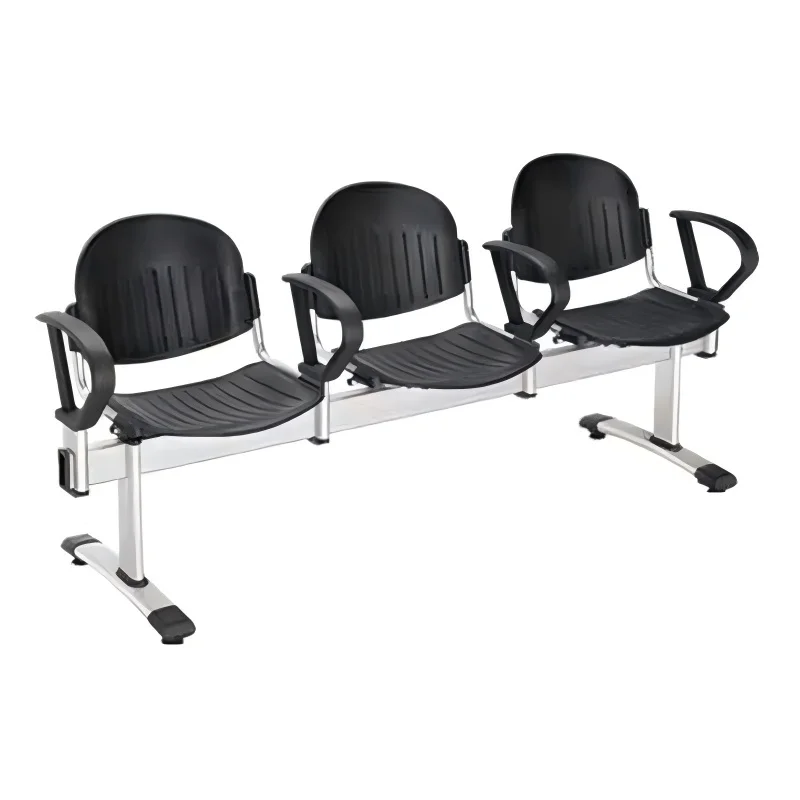 Modern durable plastic three-seater chair with knife-shaped legs, rectangular, suitable for use in homes, offices, hospitals