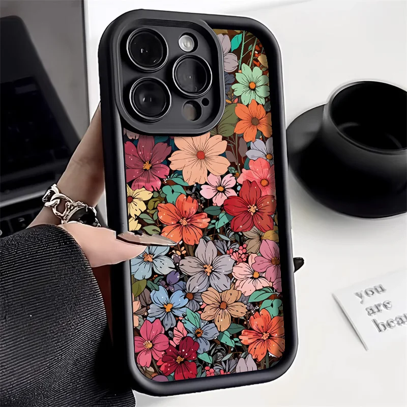 Oil Painting Flowers Case For Samsung S26 Ultra S25 S24 S23 FE S22 Case A57 A37 A56 A36 A55 A07 A17 Soft Shockproof Matte Cover