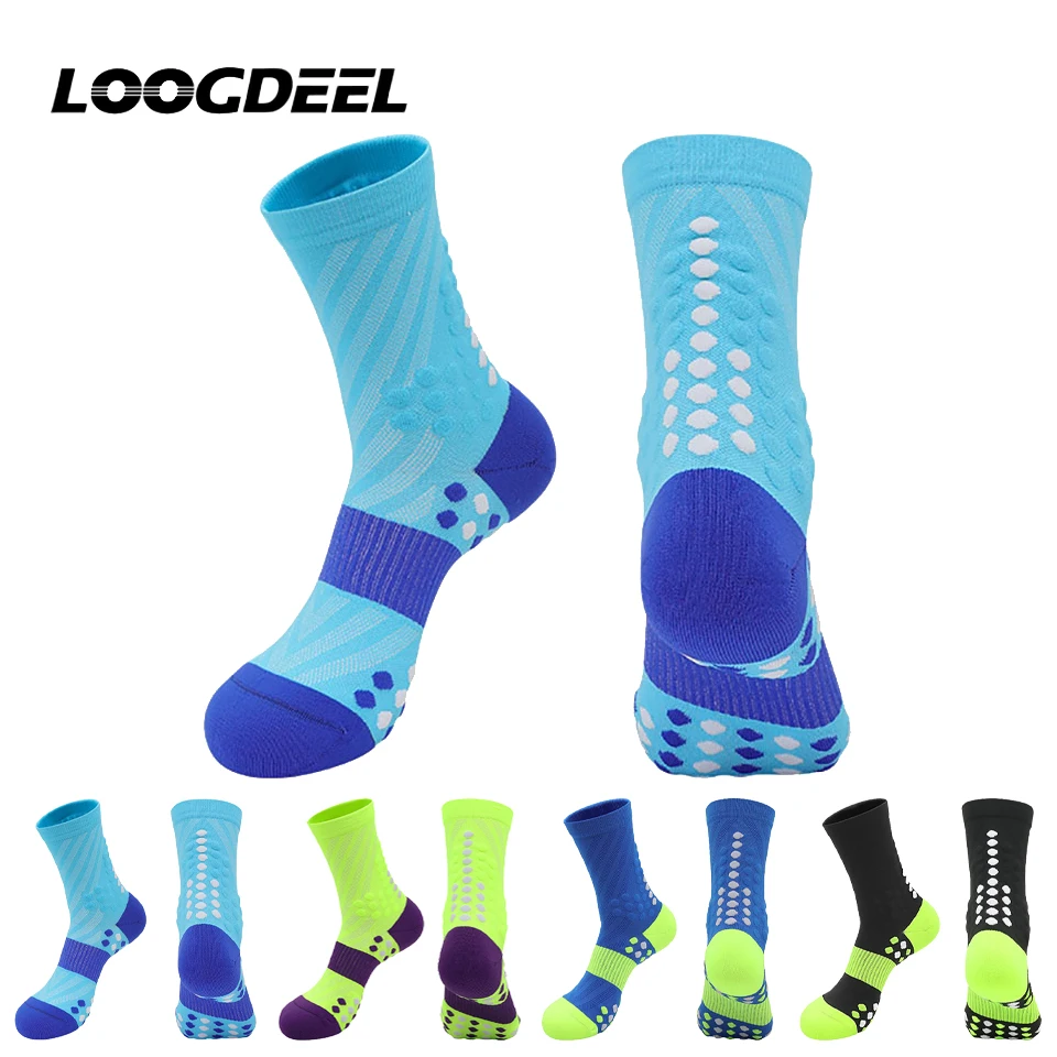 

Loogdeel цветные марафонские спортивные носки для мужчин и женщин, взрослых, подростков, велосипедные футбольные компрессионные носки