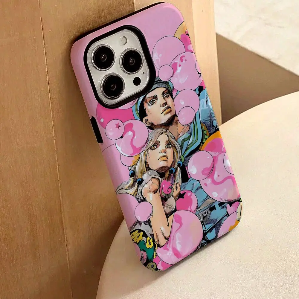 

JoJo's Bizarre Adventur Phone Case For IPhone 17 16 15 14 13 12 Pro Max Plus Glossy HD Double-Layer Liquid Back Film Hard Shell