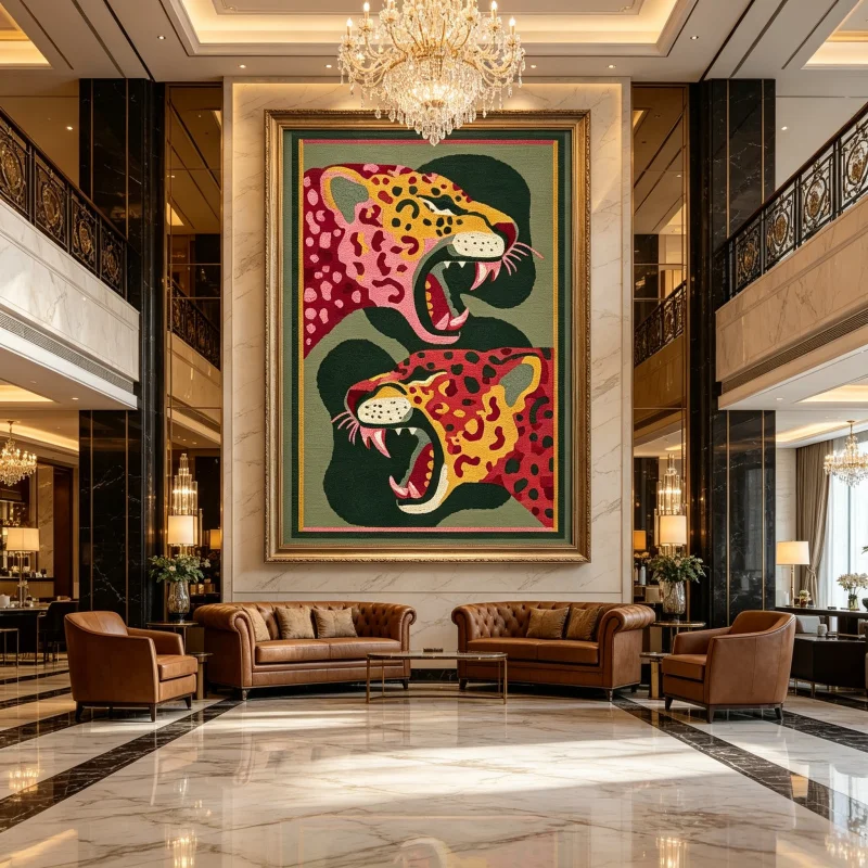 1pc frameless Canvas Painting (No frame)Roaring Leopard Canvas Wall Art Abstract Big Cat Poster Print For Living Room Floral Ani