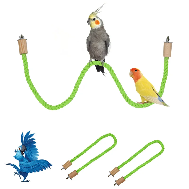 Parrot Training Toy Cage Cotton Rope Toy Paw Grinding Bendable Pet Bird Standing Stick Exercise Perches Toy for Budgies Parakeet