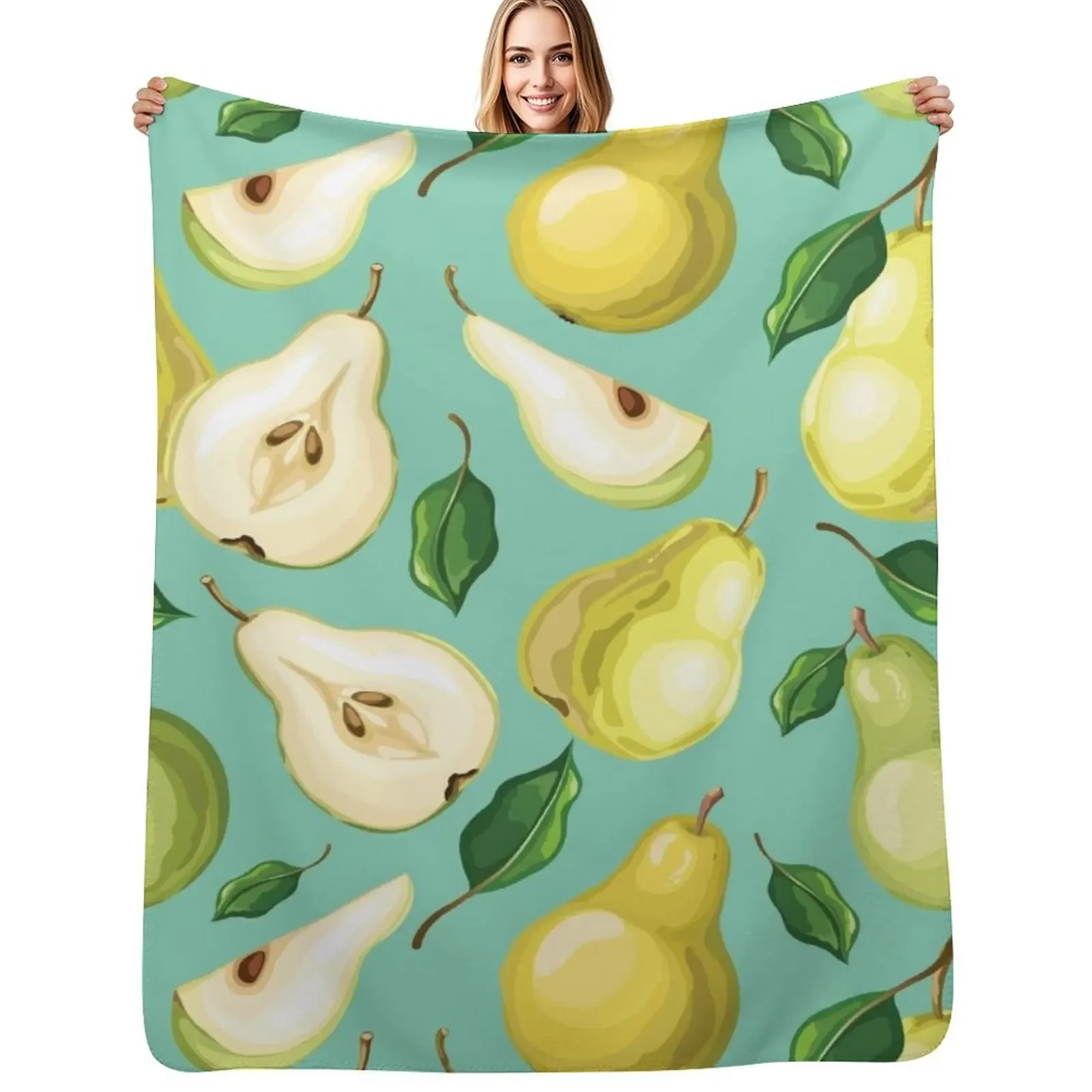 

Pears... Fresh, Sweet And Delicious Throw Blanket Picnic warm for winter Shaggy Blanket