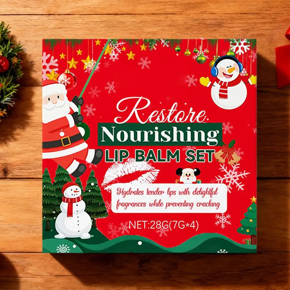 Christmas-exclusive Nourishing Lip Balm Set Multiple Botanical Extracts Deeply Moisturize Lips Effectively Alleviate Dryness