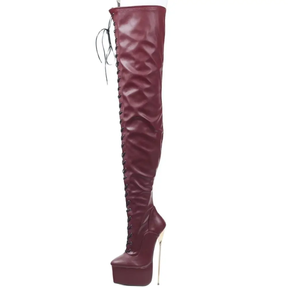 

Women Over-the-Knee Boots 22CM Super High Heel Platform Stretch Patent Leather Crotch Long Custom Shaft Women Sexy Boots