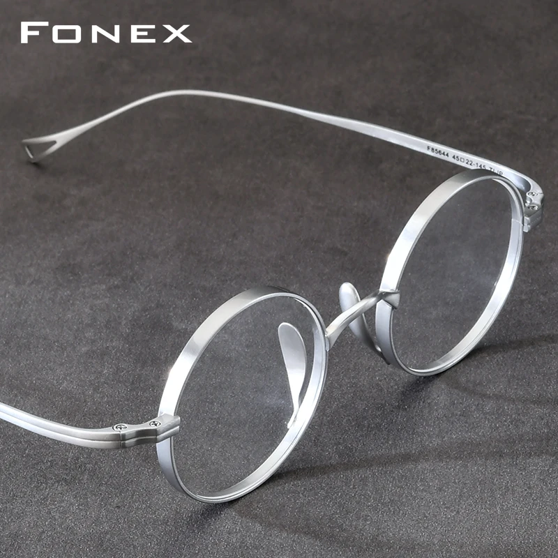 FONEX Pure Titanium Eyeglasses Frame Men New Retro Brand Design Round Glasses Women Vintage Japanese High Quality Eyewear 85644