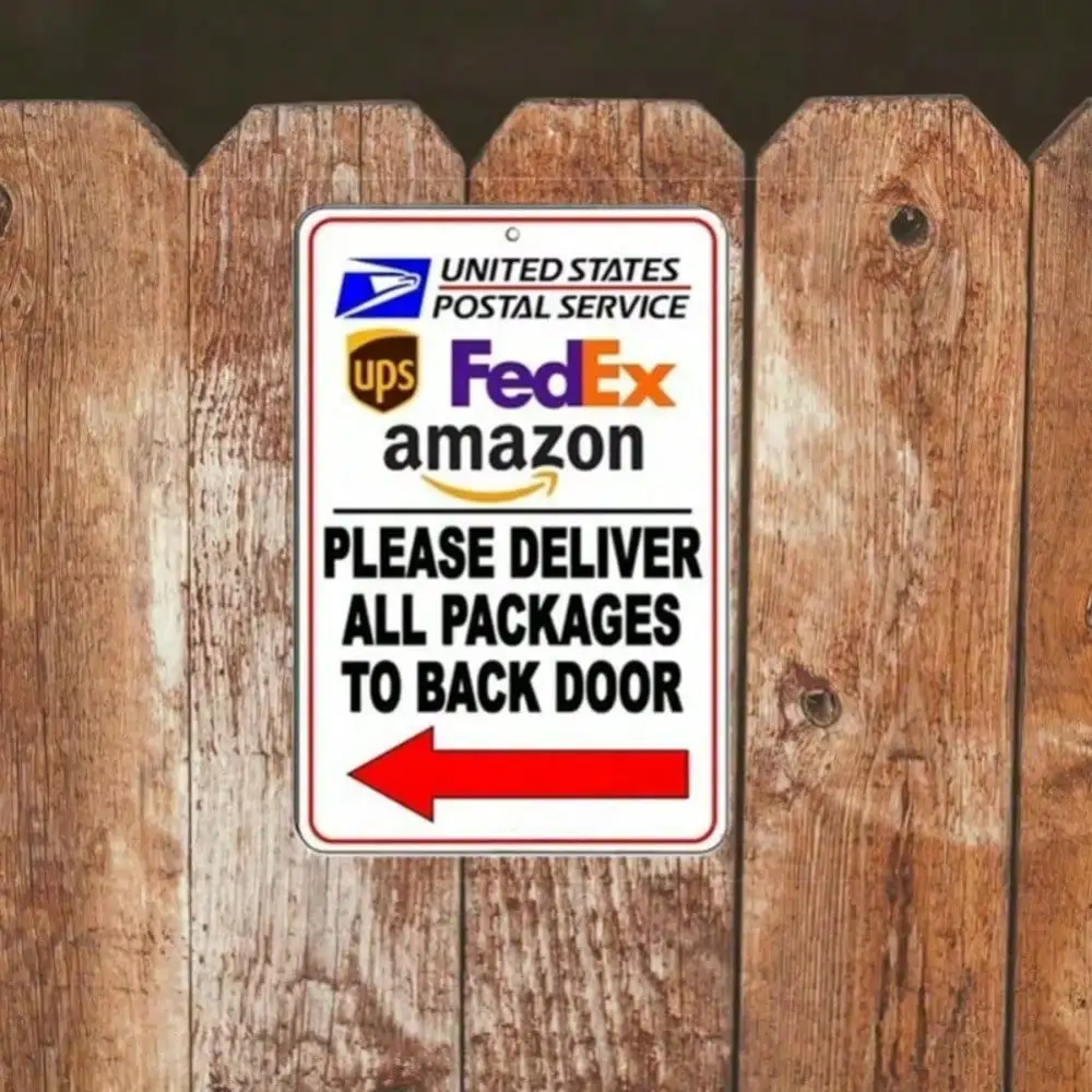 Back Door Arrow Sign, Package Delivery Sign for Wall Decor, Funny Housewarming Gift for Bathroom Bedroom