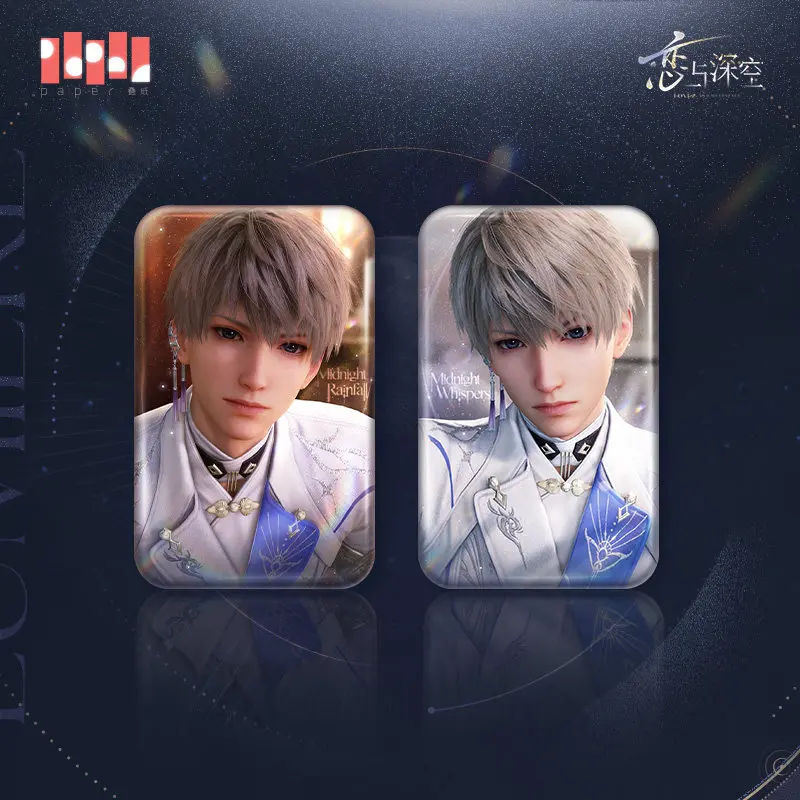 Love and Deepspace Sky Shen Xinghui Light Hunter Series Square Tin Badge Anime and Manga Game Merchandise Cosplay Costumes