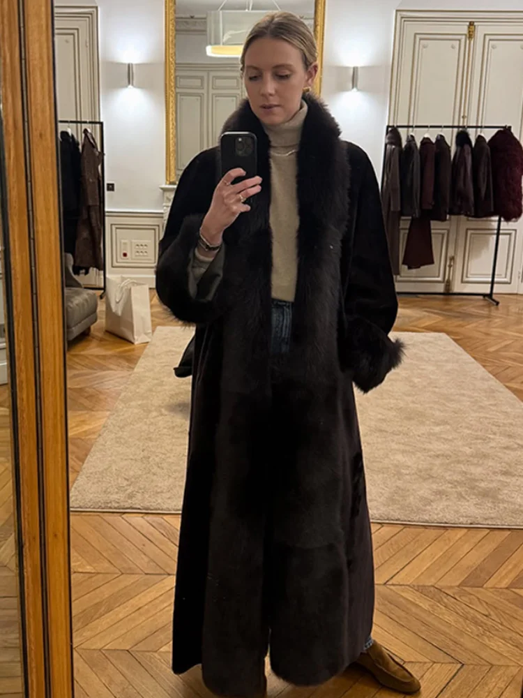 

Women Vintage Elegant Black Thick Warm Jacket Trendy Chic Faux Fur Long Sleeve Coat Female Winter High Street Commute Overcoat