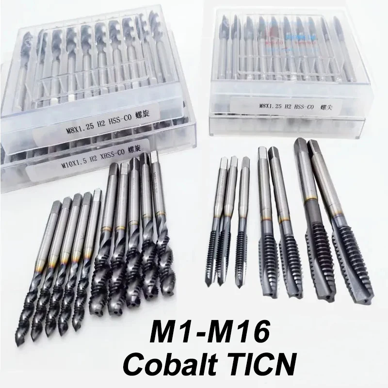 

Cobalt Screw Thread Tap Drill Bit HSS-Co M35 Metric M1-M16 TICN Coated Machine Plug Tap Right Hand For Stainless Steel