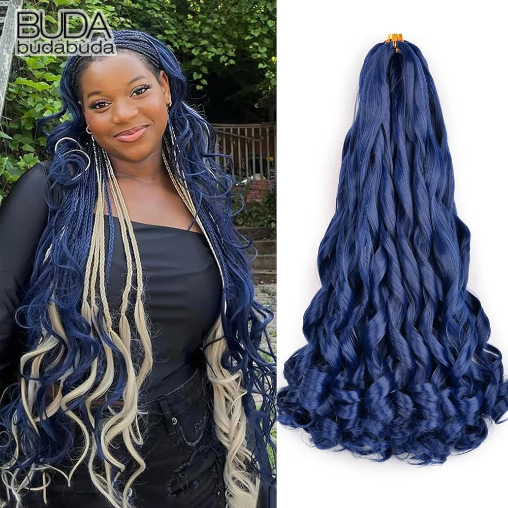 

Французские завитки, плетение волос, 24 дюйма, предварительно растянутые завитки, плетение волос, синтетические свободные волнистые вязанные крючком косы, наращивание волос для женщин