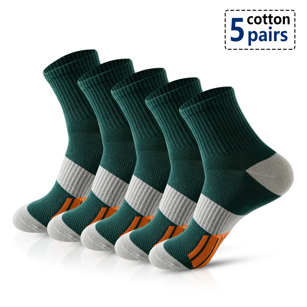 Chaussettes de rinçage athlétiques pour hommes avec coussin, chaussettes de course respirantes, chaussettes de sport confortables, lot de 5 paires