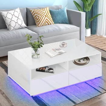 Image Stylish LED Coffee Table for Family Leisure