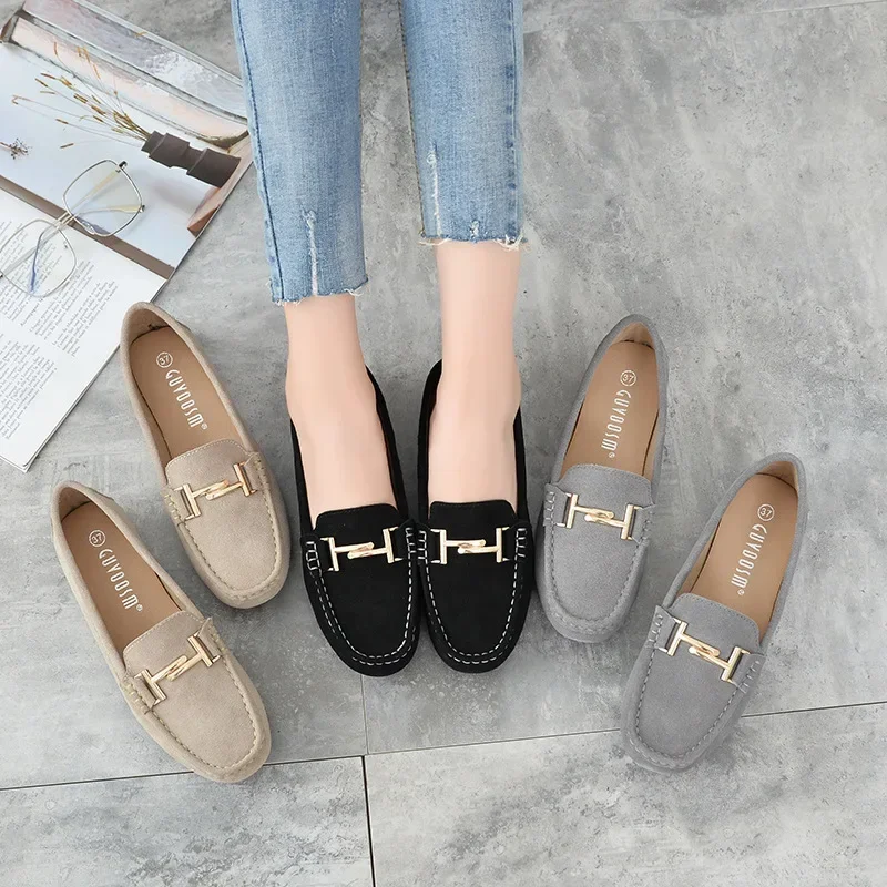 2024 Spring New Women Moccasins Flats Ladies Slip-on Casual Shoes Driving Shoes Quality Soft Genuine Leather Flat Shoes