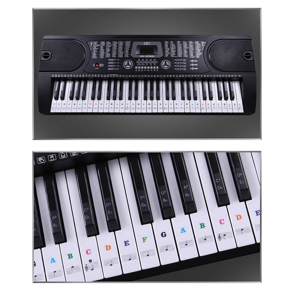 

Electronic Keyboard Stickers Piano Keys Musical Scale Symbols Easy Apply Reusable Clear Transparent Safe Durability Beginner