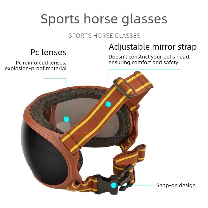 Horse Goggles UV Protection Windproof Equestrian Equipment Eye Mask Cover Horse Riding Sunscreen Glasses Pet Sun Glasses