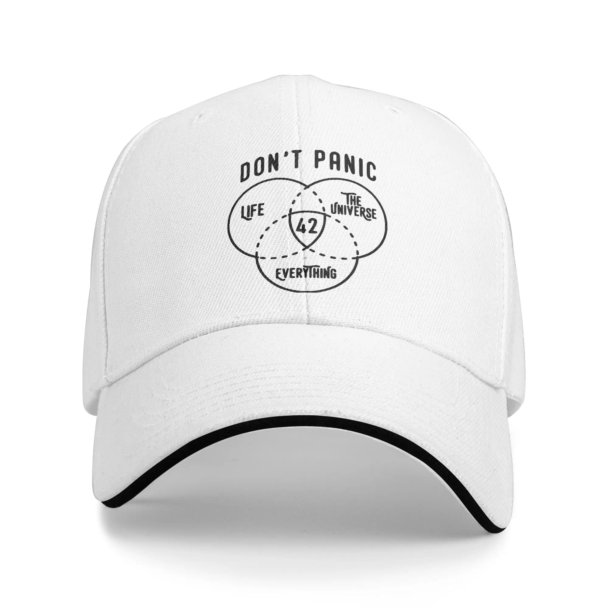 dont panic 42 The Answer To Life The Universe And Everything Douglas Adams  Wear For Men Women Trucker Cap Fashion  Snapback Hat